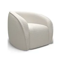 fauteuil avec accoudoirs - en bouclette fausse fourrure tapissée - boucles blanches - seral blanc