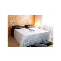 lit double en fer forgé avec pied de lit blanc argent narciso 170x202x h131,5 cm