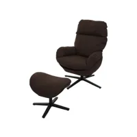 fauteuil relax + pouf hwc-l12, fauteuil tv fauteuil à bascule fonction bascule, pivotant, métal tissu/textile ~ marron