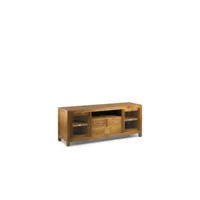 meuble tv 3 tiroirs bois bronze marron 150x45x60cm - bois-bronze - décoration d'autrefois