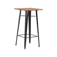 table de bar table haute  table de cuisine noir 60x60x108 cm pinède et acier meuble pro frco91026