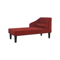 vidaxl chaise longue avec traversin rouge bordeaux tissu