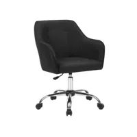 fauteuil de bureau chaise pivotante confortable siège ergonomique réglable en hauteur charge 120 kg cadre en acier tissu imitation lin pour bureau noir helloshop26 12_0001364
