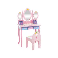 coiffeuse pour enfants emilia avec chaise , rose