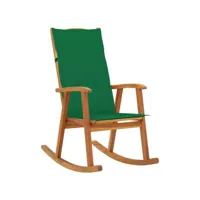 chaise à bascule fauteuil à bascule  fauteuil de relaxation avec coussins bois d'acacia massif meuble pro frco50628