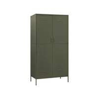 garde-robe vert olive 90x50x180 cm armoire penderie multi-rangement acier fr2024