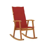 chaise à bascule fauteuil à bascule  fauteuil de relaxation avec coussins bois d'acacia massif meuble pro frco32859