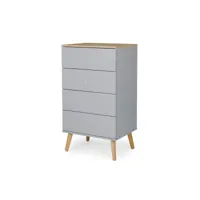 dot - petit meuble de rangement en bois 4 tiroirs h98cm - couleur - gris clair