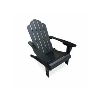 fauteuil de jardin en bois - adirondack salamanca noir- eucalyptus . chaise de terrasse retro. siège de plage