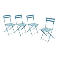 adelaide - lot de quatre chaises de jardin pliantes - en acier bleu - bestmobilier - bleu