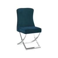 chaise de salle à manger bleu 53x52x98 cm velours et inox