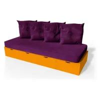 banquette cube 200 cm + futon + coussins  orange banq200p-o