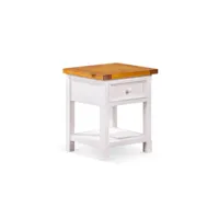 table de chevet bois blanc 50x45x60cm - décoration d'autrefois
