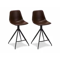 lot de 2 chaise de bar isabel marron foncé simili cuir 310268