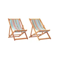 vidaxl chaises de plage pliables lot de 2 multicolore tissu