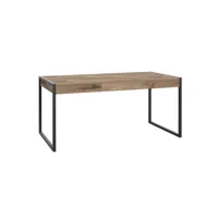 table 166 cm 2 tiroirs décor bois recyclé et métal noir - apache