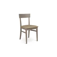 chaise en bois laqué gris clair avec assise en simili cuir 44x45xh. 82cm