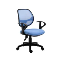 chaise de bureau cool fauteuil pivotant ergonomique avec accoudoirs, chaise dactylo à roulettes réglable en hauteur, mesh bleu clair
