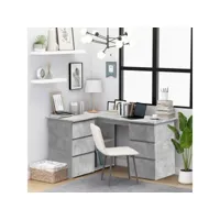 bureau d'angle  bureau d'ordinateur bureau informatique gris béton 145x100x76 cm aggloméré meuble pro frco16994