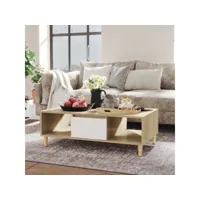 table basse table de salon  bout de canapé blanc et chêne sonoma 103,5x60x35 cm aggloméré meuble pro frco35634