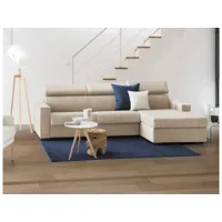 canapé-lit alceste, canapé d'angle, 100% made in italy, canapé à ouverture pivotante, avec péninsule de rangement droite, avec accoudoirs fins, 260x95h85 cm, beige 8052773592925