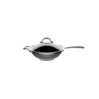 lagostina - poêle wok inox 30cm avec couvercle  11116042030 - accademia lagofusion 11116042030