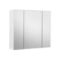 vasagle armoire murale salle de bain, placard avec miroir, meuble de rangement 3 portes, 60 x 15 x 55 cm, avec étagère réglable, moderne, blanc 60 x 15 x 55 cm (l x l x h); capacité de charge statique maximale totale : 15 kg