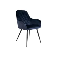 chaise de salle à manger harbo en velours bleu et pieds noirs 1001158
