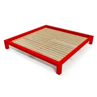 lit king size 200x200 bois massif 200x200  rouge king200-red