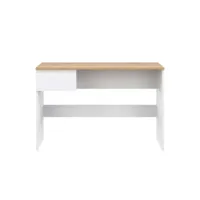 bureau 1 tiroir blanc-bois - qiz - l 115 x l 54 x h 75 cm