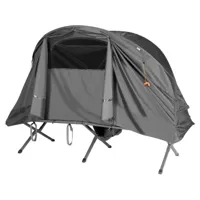 giantex tente camping surélevée pour 1 personnes matelas auto-gonflant sac transport à roulettes double toit crochet de lampe gris