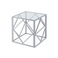 table basse design en verre et métal carrée elio