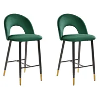 lot de 2 chaises de bar en velours vert émeraude falton 403513