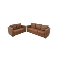 ensemble de canapés 2 pcs，banquette sofa pour salon cuir daim artificiel cniw701655