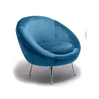 fauteuil en tissu velours bleu - pavel - l 79.5 x l 75 x h 78 cm