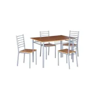 table de cuisine et salle à manger + 4 chaises ankara coloris bois nature. ensemble repas design métal et bois