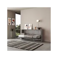 lit escamotable gris avec matelas 85x185cm kando mcm itamoby