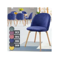 miadomodo® chaises de salle à manger - set de 6, scandinave, siège en pp, rembourré, pieds en hêtre, style nordique, bleu royal - meuble pour salon, chambre, restaurant, cuisine, bureau