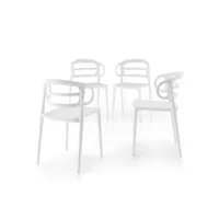 mobili fiver, lot de 4 chaises de cuisine modernes carlotta, blanc, made in italy