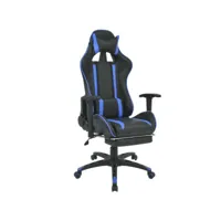 fauteuil chaise chaise de bureau inclinable avec repose-pied bleu helloshop26 0502030