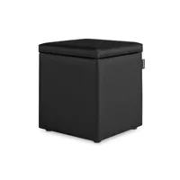 pouf cube rangement similicuir noir 1 unité 3790522