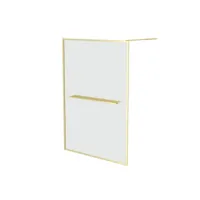 paroi de douche or doré brossé 140x200cm - porte-serviette et étagère - goldy contouring shelf