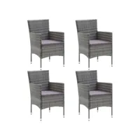 lot de 4 chaises  chaises de salle à manger chaise de jardin  résine tressée gris meuble pro frco25467
