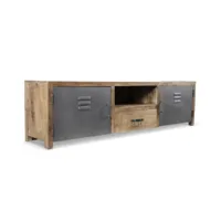 meuble tv 1 tiroir bois marron 180x40x50cm - décoration d'autrefois