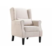 fauteuil chaise siège lounge design club sofa salon lin tissu beige helloshop26 1102202par3