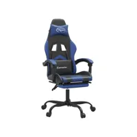 vidaxl chaise de jeu pivotante et repose-pied noir et bleu similicuir