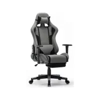chaise gaming avec repos-pieds - fauteuil gaming chaise de bureau ergonomique - siège pivotant - gris - intimate wm heart intimate wm heart