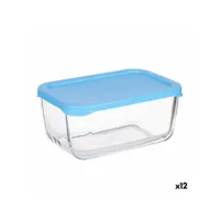 boîte à lunch snow box bleu transparent verre polyéthylène 790 ml (12 unités)