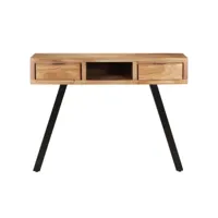 petit bureau console bois d'acacia massif et acier 110 x 50 x 75 cm