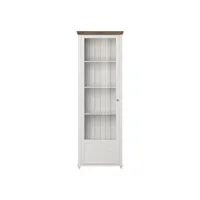 vitrine 1 porte avec led intégrées collection assia. couleur frêne blanc et chêne. ouverture gauche